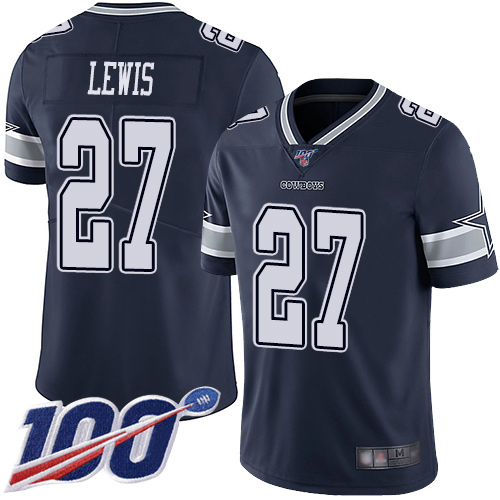 Men Dallas Cowboys Limited Navy Blue Jourdan Lewis Home 27 100th Season Vapor Untouchable NFL Jersey